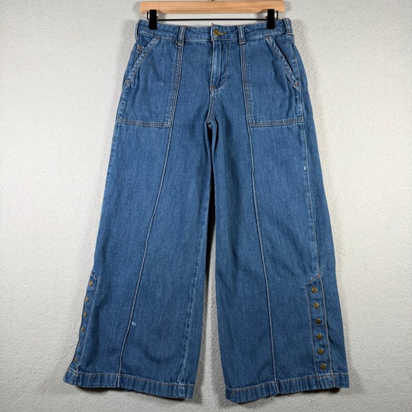 Pilcro and the Letterpress Denim - Pilcro and the Letterpress Anthropologie Wide Leg Seam Detail Jeans Blue 28
